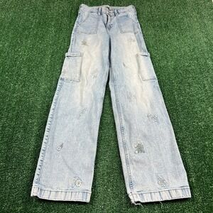 Abercrombie Kids Jeans Women's Light Wash 13/14 24x30" High Rise Wide Leg Baggy